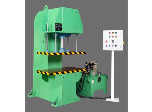 Finished C-Frame Hydraulic Press with hydraulic power pack, manufactured in Pune, Maharashtra