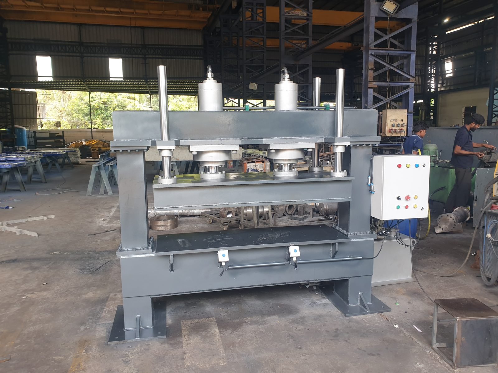 FRP Cutting Hydraulic Press Machine on the shop floor, Desire Hydraulics Pune