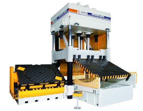 Die spotting machine with three-color mould set on the tilting bolster, H-Frame press construction