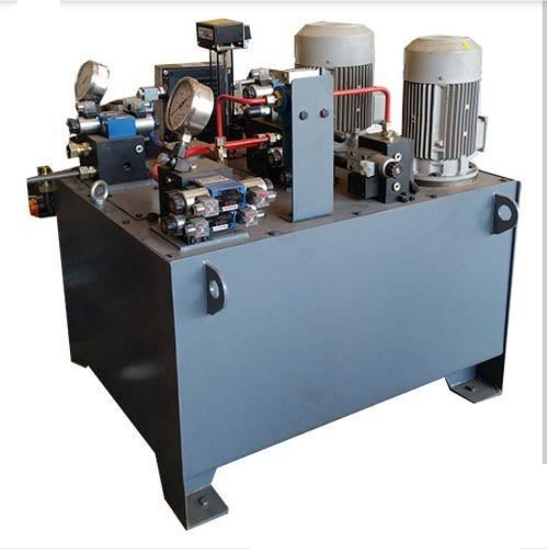Hydraulic power pack with dual motors and multi-valve manifold, manufactured and tested by Desire Hydraulics, Pune