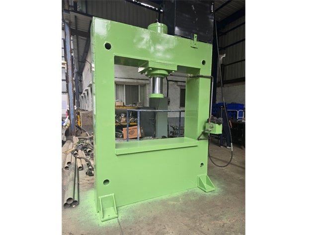 Heavy-duty H-Frame hydraulic press machine with hydraulic cylinder ready for dispatch at Desire Hydraulics, Pune